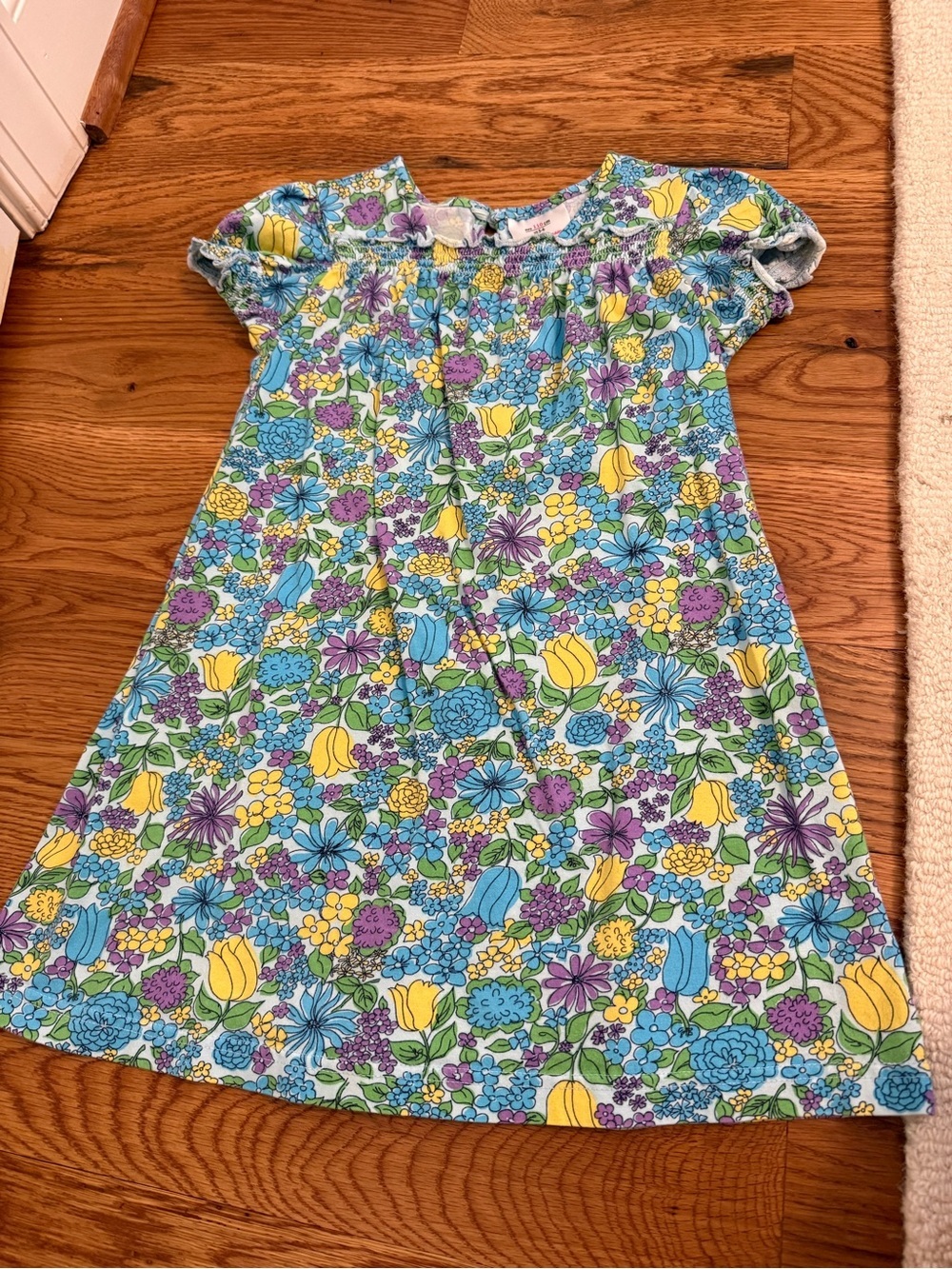 Hanna Andersson Floral Blue Yellow and Purple Dress size 110cm US 5-6